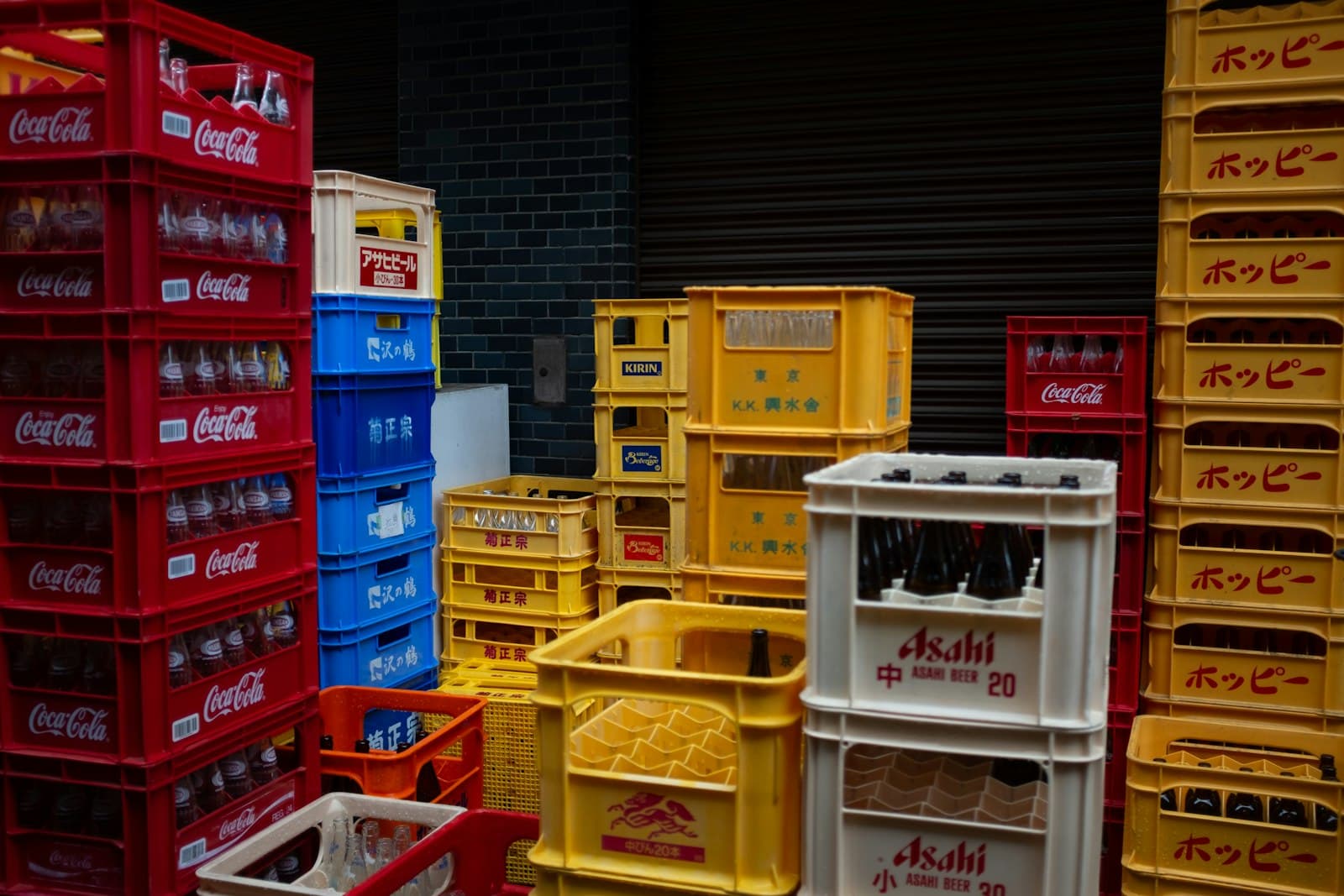 Stacked beverage crates ready for dispatch to distributors