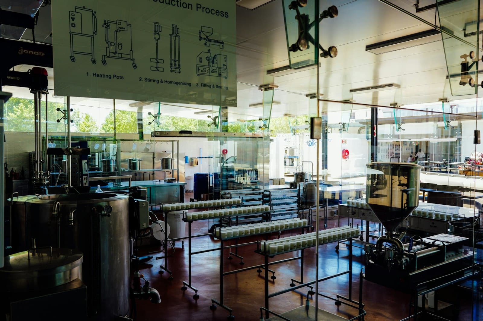 Industrial processing equipment in a plant