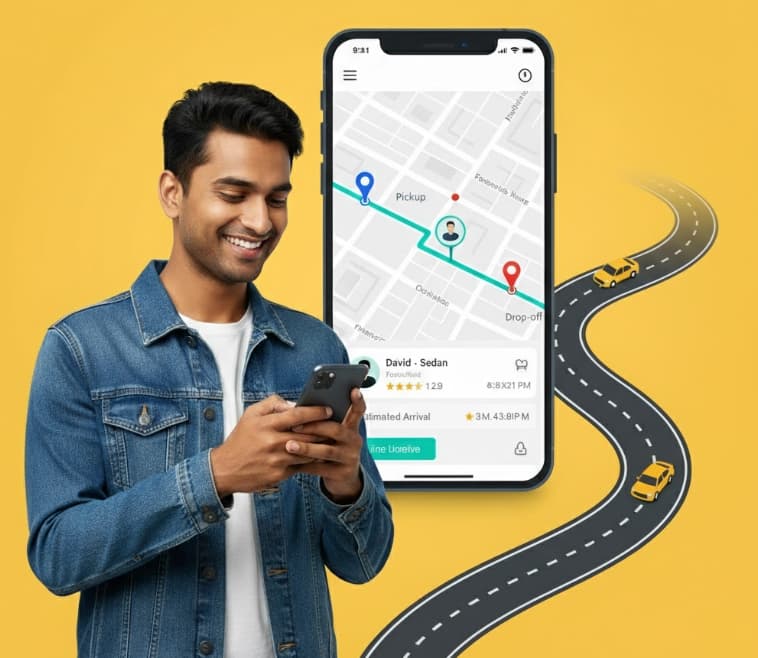 Rapido clone app development, rider app screen