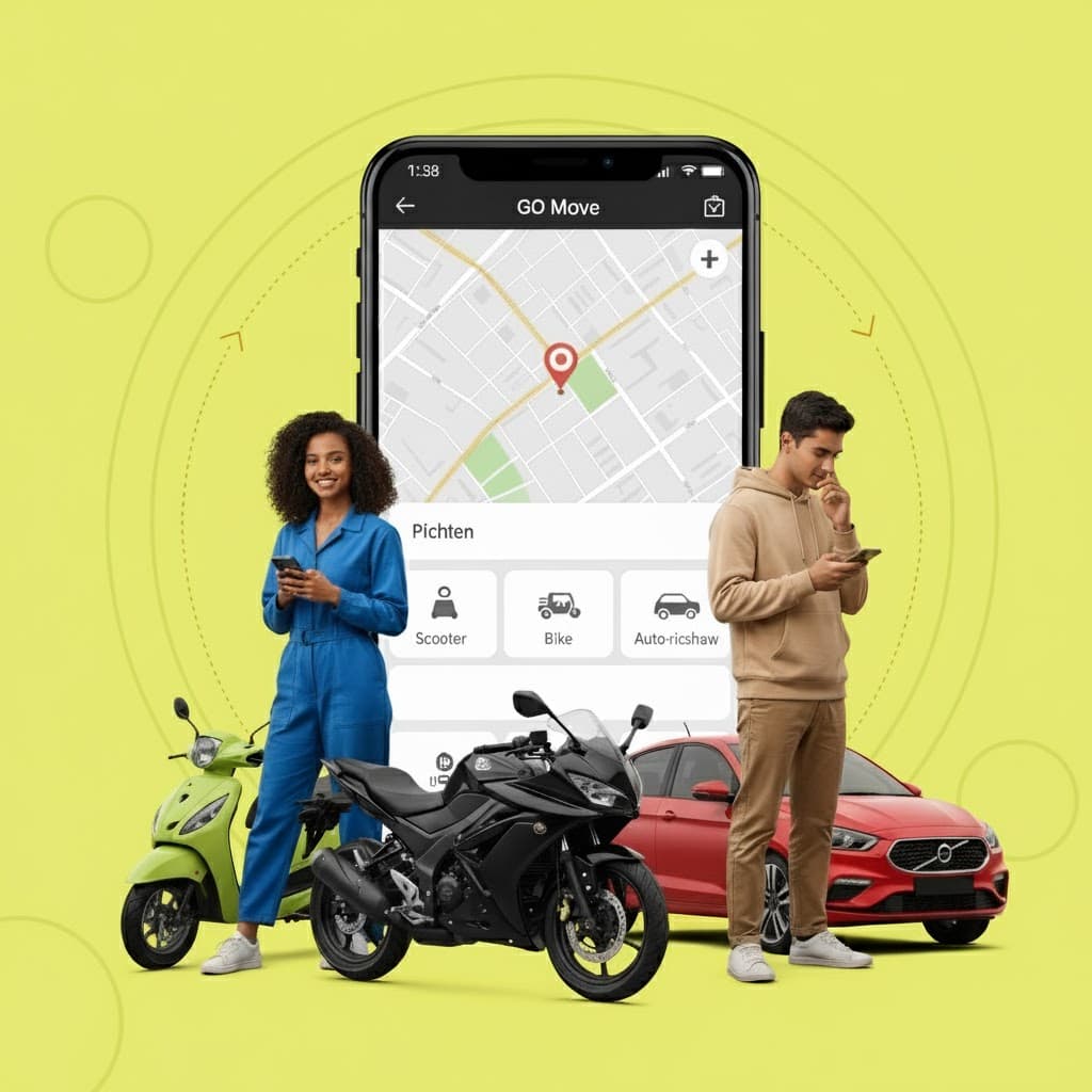 Ola clone app development, rider and driver app screens