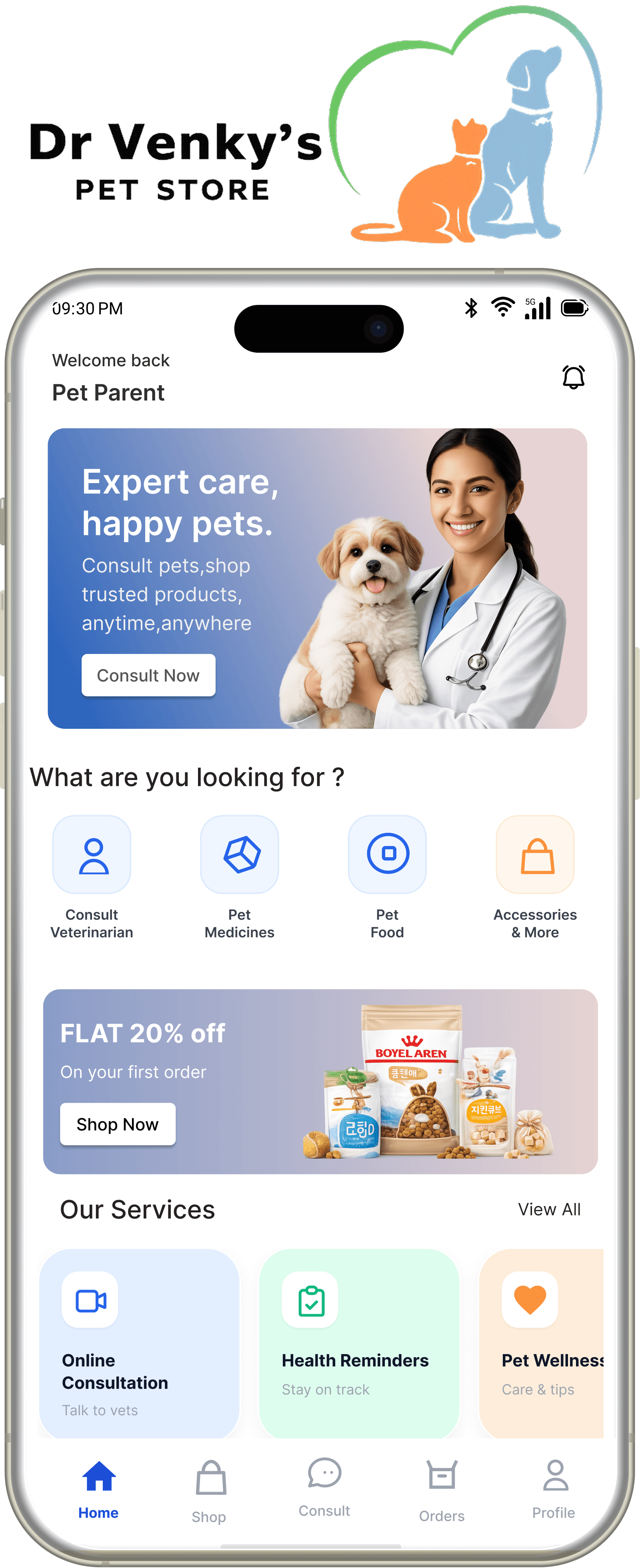 Dr Venky's Pet Store product screens