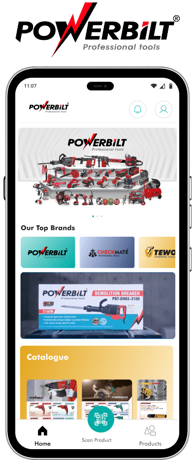 PowerBilt product screens