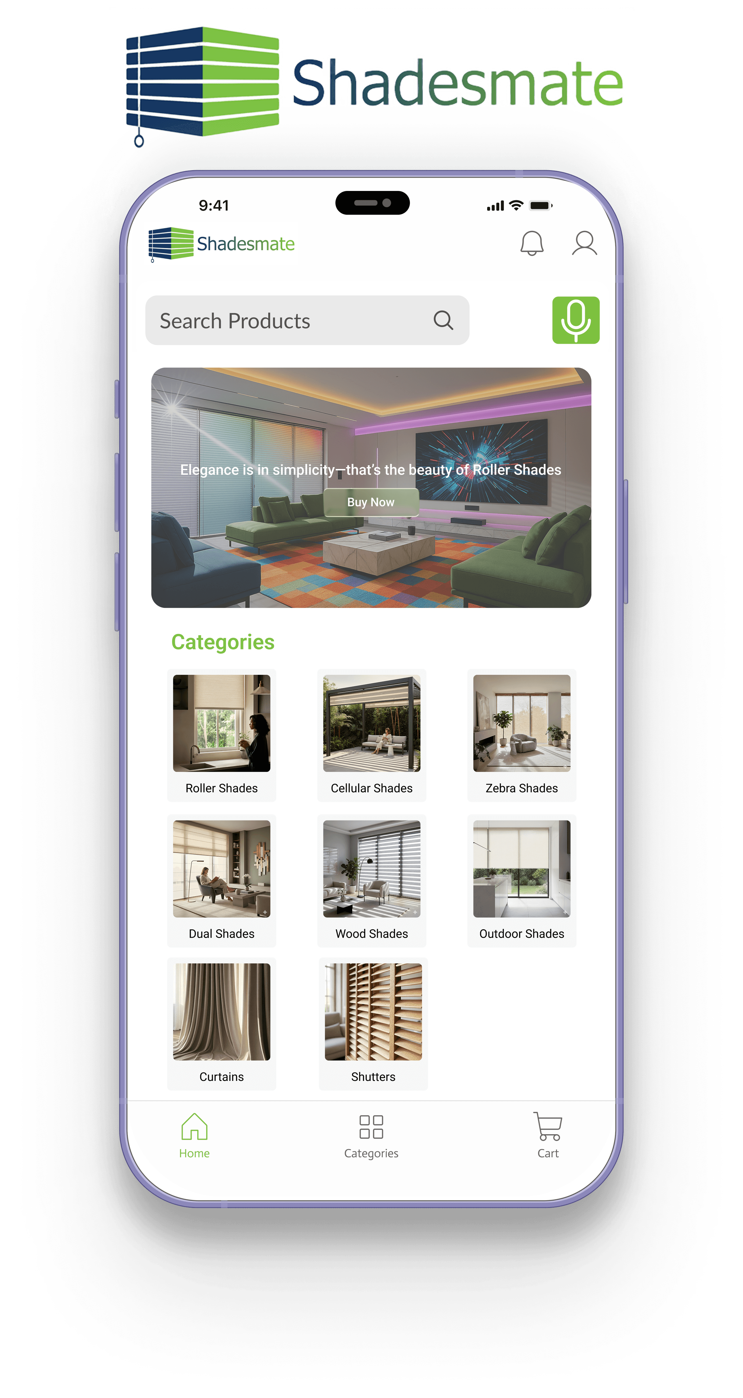 Shadesmate product screens