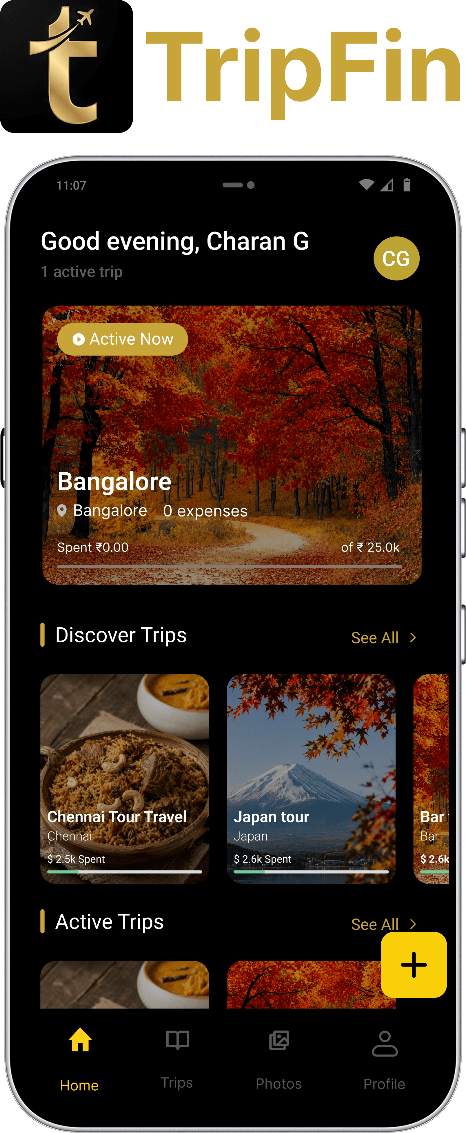 TripFin product screens