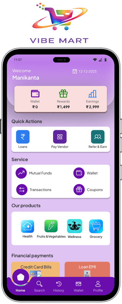 Vibe Mart product screens