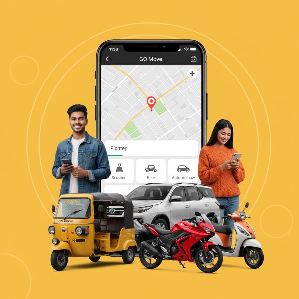 Rapido clone app development, rider and captain app screens
