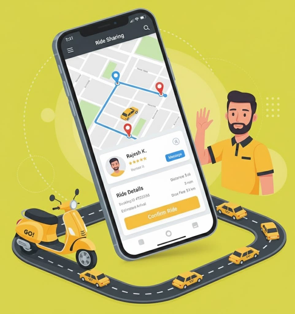Ola clone app development, driver app screen