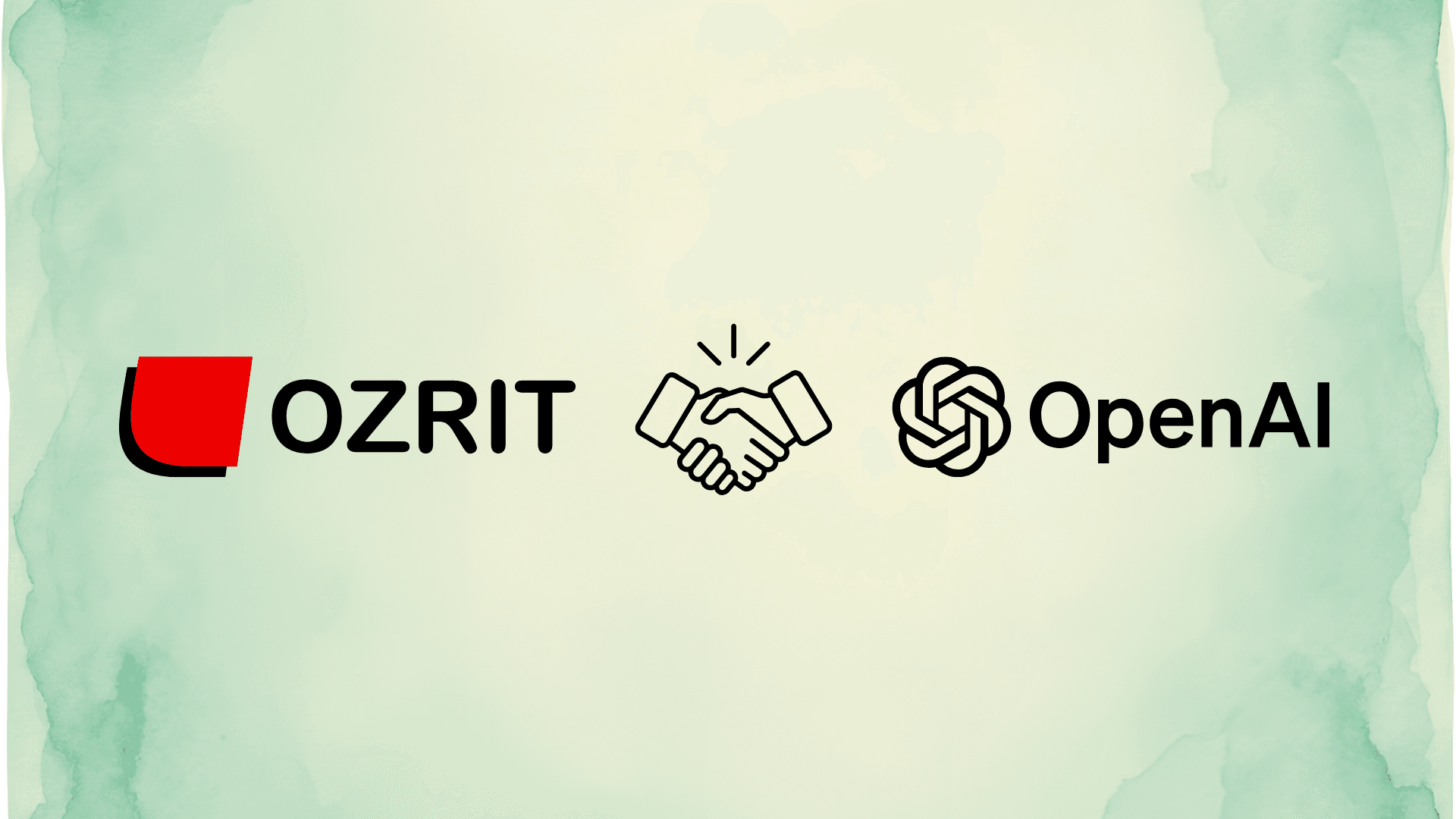 OZRIT and OpenAI logos side by side with a handshake icon, announcing OZRIT as an OpenAI partner