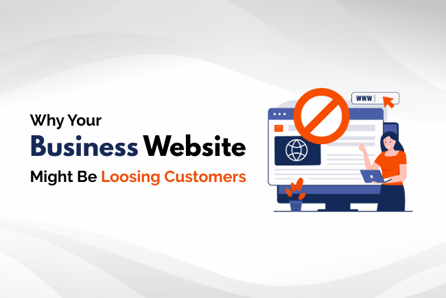 Illustration showing a business website losing customers due to performance issues