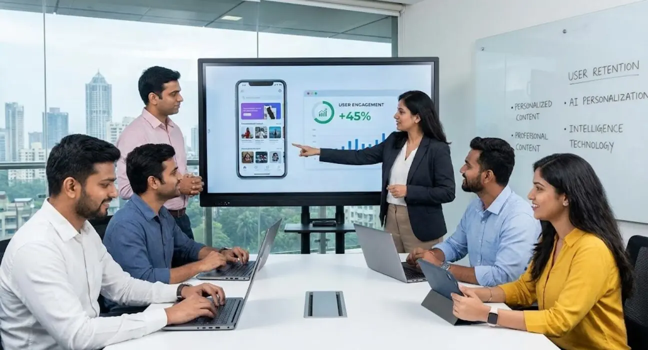 AI-powered mobile app interface showing personalized user engagement features