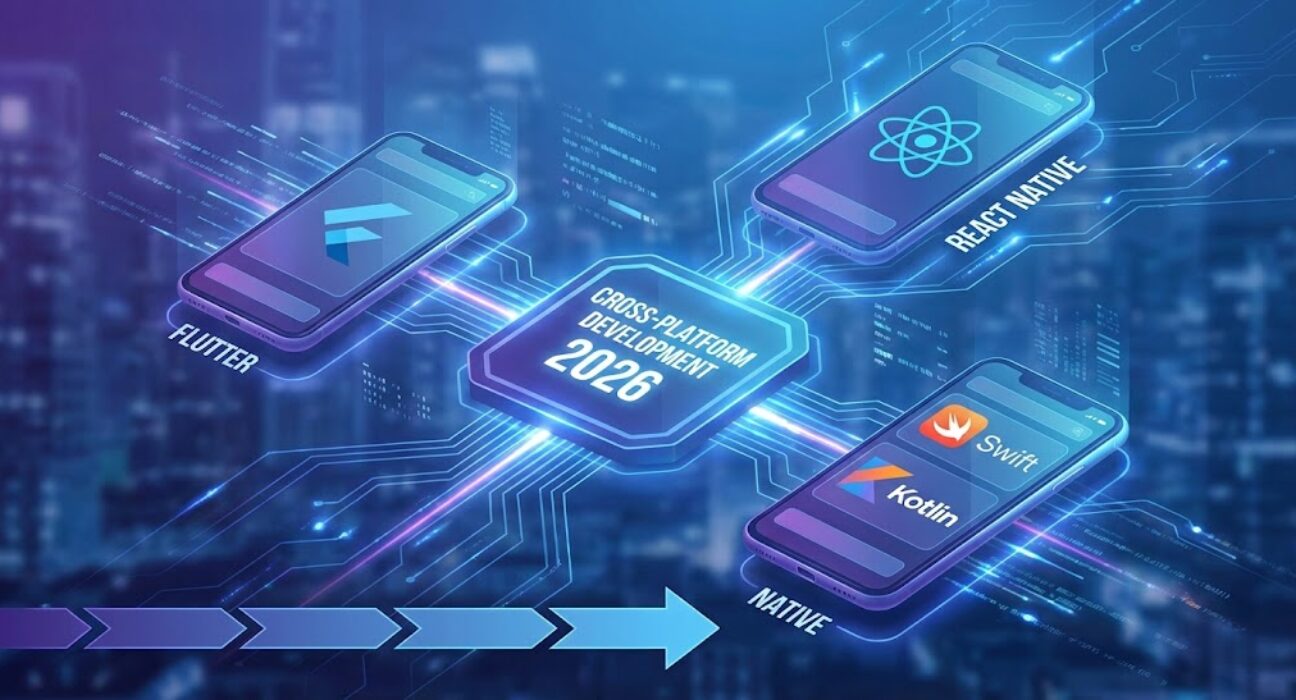 Cross-platform mobile app development comparing Flutter, React Native, and native apps in 2026